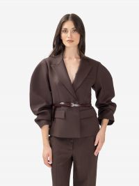 P.A.R.O.S.H. Blazer frescolana manica a palloncino con cintura 