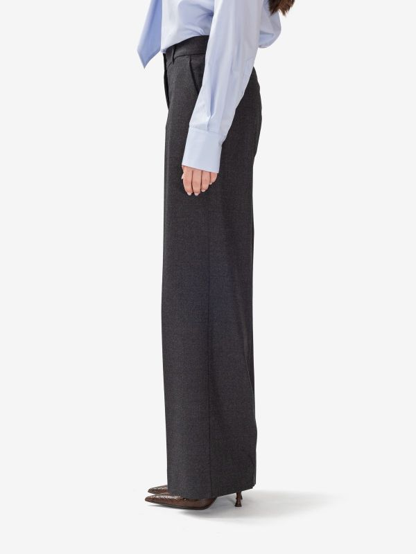 P.A.R.O.S.H. Pantalone palazzo gabardina melange Grigio