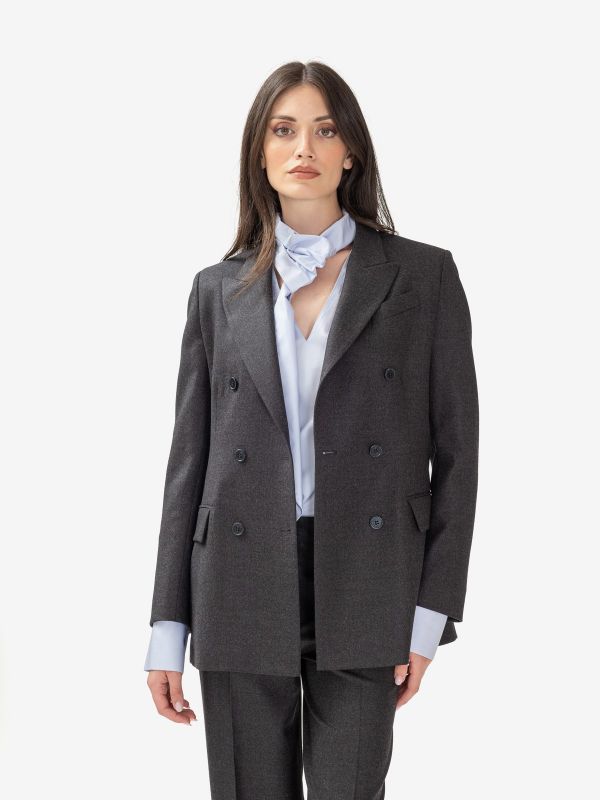 P.A.R.O.S.H. Blazer doppiopetto gabardina melange Grigio