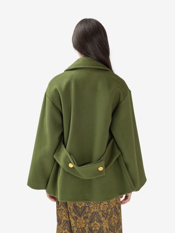 P.A.R.O.S.H. Caban lana doppiopetto corto con bottoni oro Verde