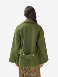P.A.R.O.S.H. Caban lana doppiopetto corto con bottoni oro Verde