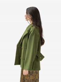 P.A.R.O.S.H. Caban lana doppiopetto corto con bottoni oro Verde