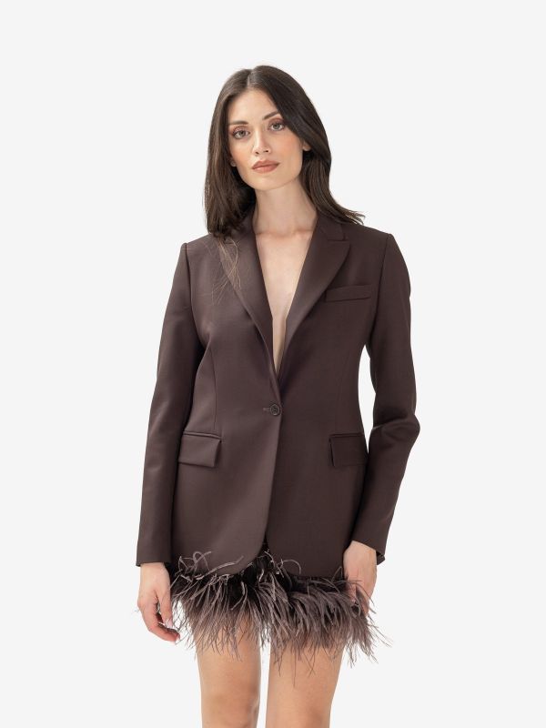 P.A.R.O.S.H. Blazer monopetto frescolana Testa di moro