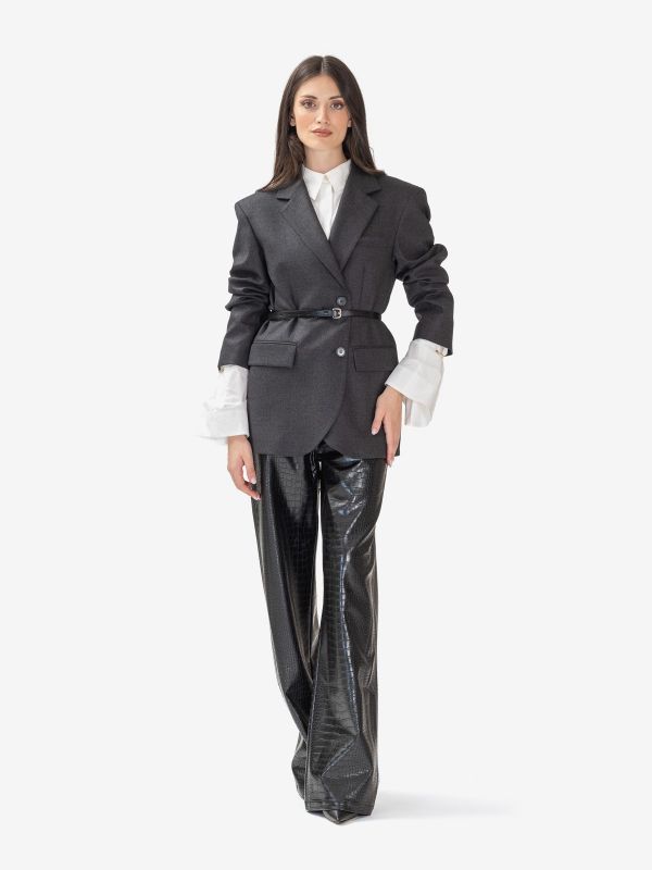 P.A.R.O.S.H. Blazer gabardina melange con cintura Grigio