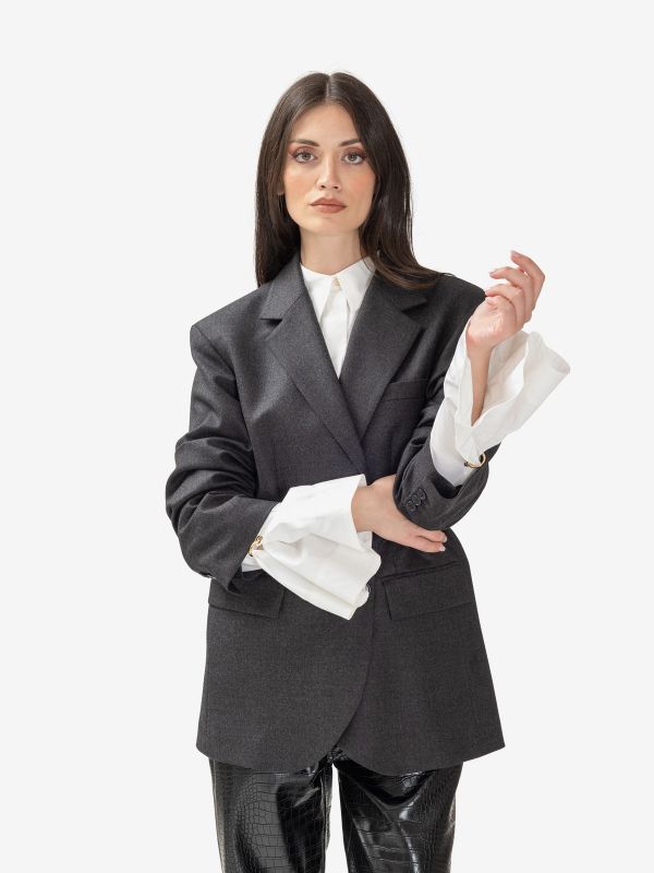 P.A.R.O.S.H. Blazer gabardina melange con cintura Grigio