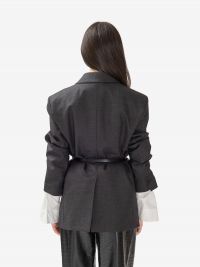 P.A.R.O.S.H. Blazer gabardina melange con cintura Grigio