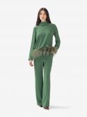 P.A.R.O.S.H. Pantalone palazzo velluto in seta Verde