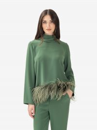 P.A.R.O.S.H. Blusa m/l cady con piume Verde