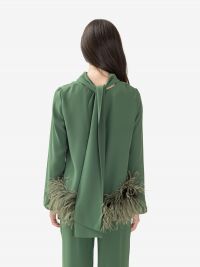 P.A.R.O.S.H. Blusa m/l cady con piume Verde