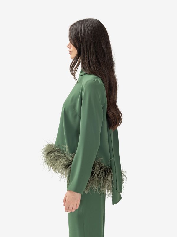 P.A.R.O.S.H. Blusa m/l cady con piume Verde