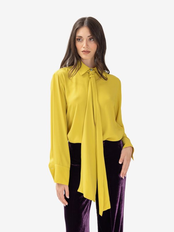 P.A.R.O.S.H. Camicia seta con sciarpetta Verde