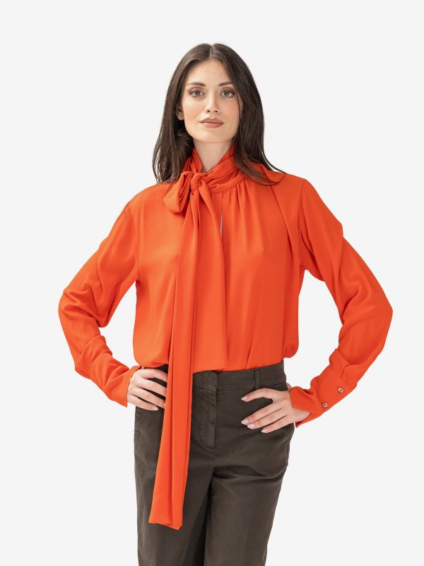 P.A.R.O.S.H. Camicia seta m/l con sciarpetta Arancio