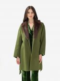 P.A.R.O.S.H. Cappotto lungo lana con cintura Nero