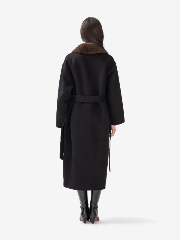 P.A.R.O.S.H. Cappotto lungo lana con cintura Nero