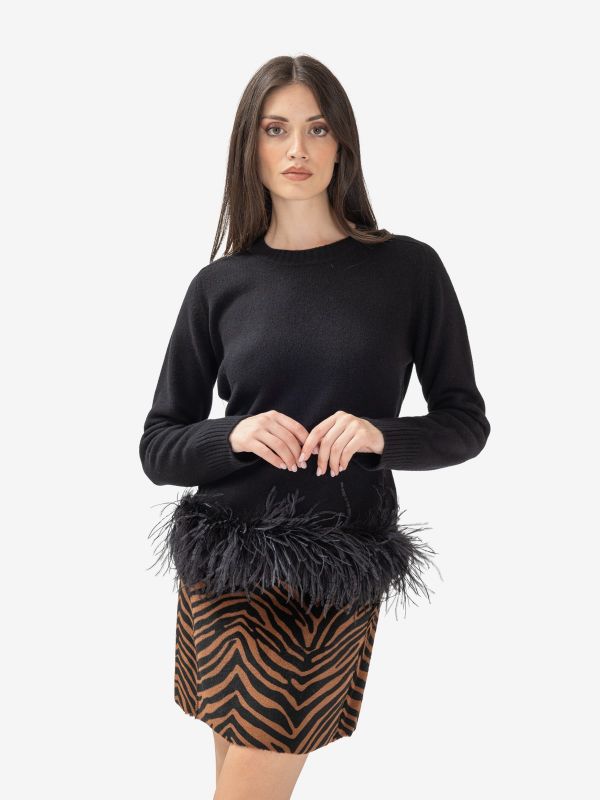 P.A.R.O.S.H. Maglia con piume Nero