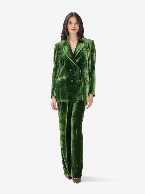 P.A.R.O.S.H. Pantalone palazzo velluto in seta Verde