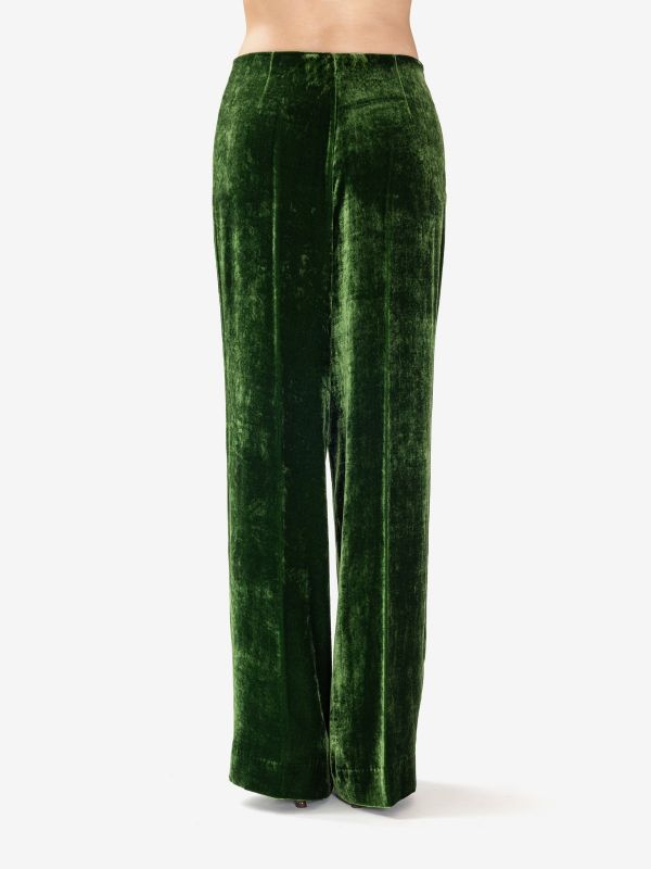 P.A.R.O.S.H. Pantalone palazzo velluto in seta Verde