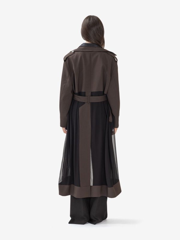ERIKA CAVALLINI Trench con inserti seta Marrone