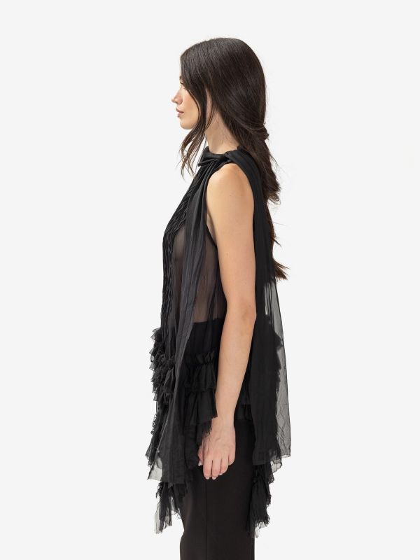 ERIKA CAVALLINI Top seta con rouches Nero