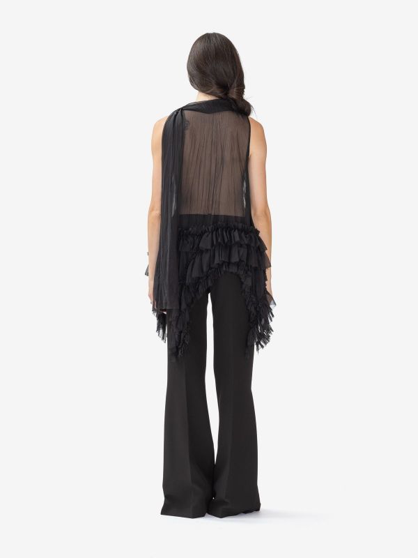 ERIKA CAVALLINI Top seta con rouches Nero