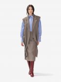 ERIKA CAVALLINI Gilet collo alto lana melangiato blu/marrone 
