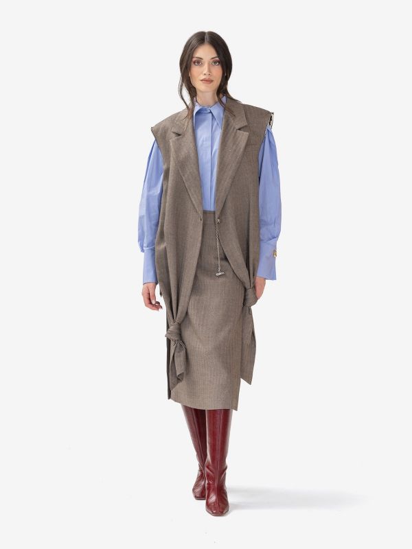 ERIKA CAVALLINI Gilet spigato con nodi Grigio