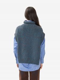 ERIKA CAVALLINI Gilet collo alto lana melangiato blu/marrone 