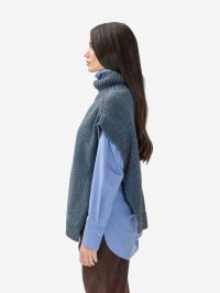 ERIKA CAVALLINI Gilet collo alto lana melangiato blu/marrone 
