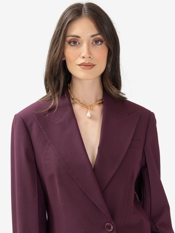 ERIKA CAVALLINI Blazer doppiopetto con gioielli polso Melanzana