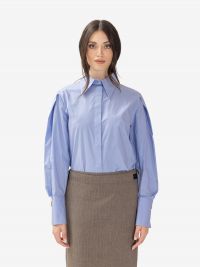 ERIKA CAVALLINI Camicia cotone con bottoni gioiello Celeste