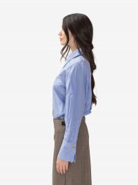 ERIKA CAVALLINI Camicia cotone con bottoni gioiello Celeste