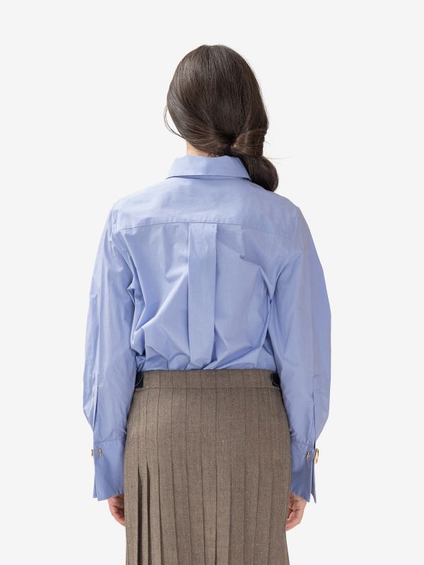 ERIKA CAVALLINI Camicia cotone con bottoni gioiello Celeste