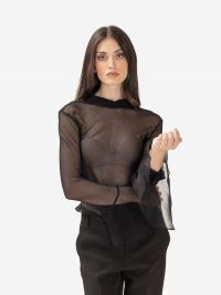 ERIKA CAVALLINI Blusa seta maniche con volants Nero