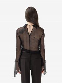 ERIKA CAVALLINI Blusa seta maniche con volants Nero
