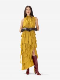 ERIKA CAVALLINI Abito lungo seta con rouches smanicato Giallo