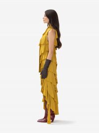 ERIKA CAVALLINI Abito lungo seta con rouches smanicato Giallo