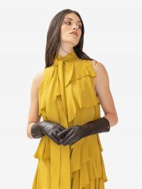 ERIKA CAVALLINI Abito lungo seta con rouches smanicato Giallo