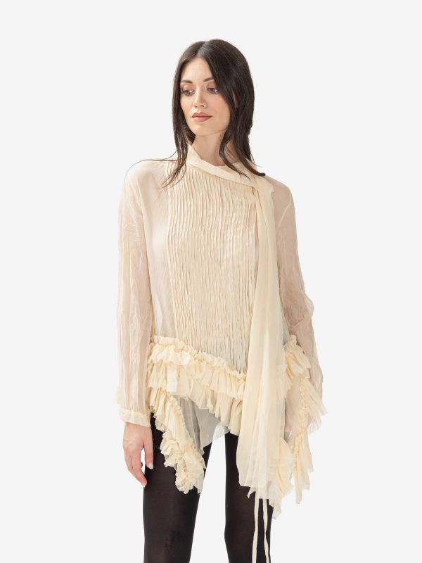 ERIKA CAVALLINI Blusa con rouches Panna