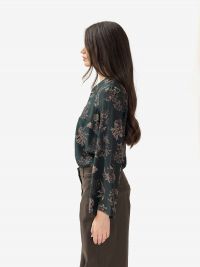 MOMONI' Blusa m/l seta fantasia fiori Verde bosco