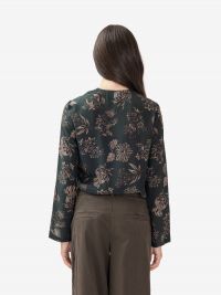 MOMONI' Blusa m/l seta fantasia fiori Verde bosco
