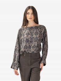 MOMONI' Blusa seta m/l fantasia cachemere grigio/nero 