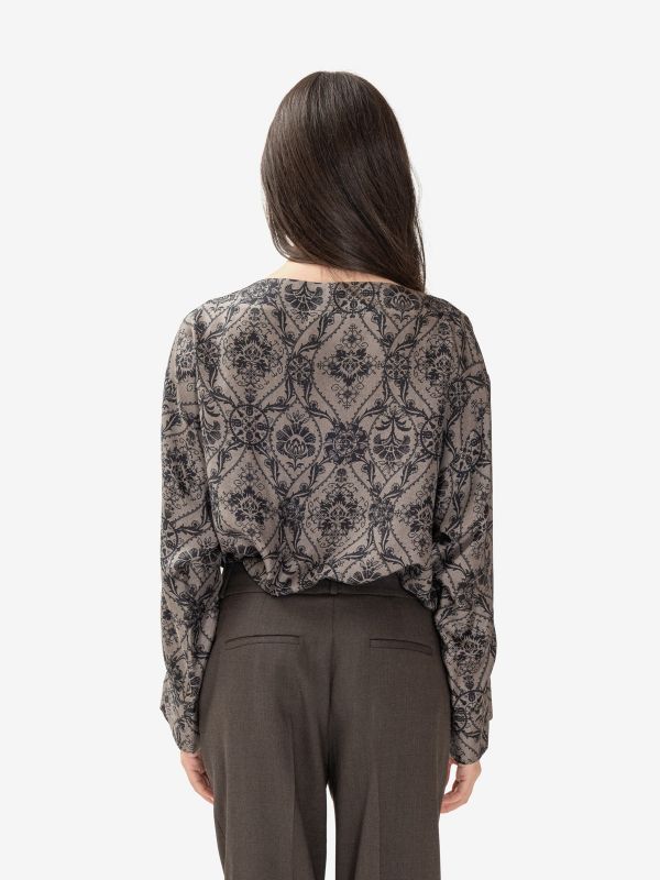 MOMONI' Blusa seta m/l fantasia cachemere grigio/nero 