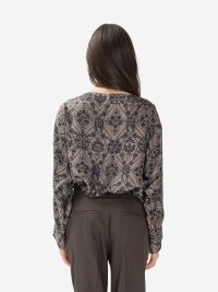 MOMONI' Blusa seta m/l fantasia cachemere grigio/nero 