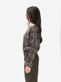 MOMONI' Blusa seta m/l fantasia cachemere grigio/nero 