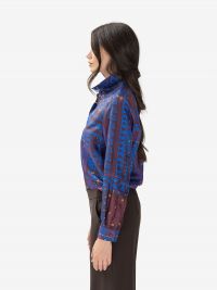 MOMONI' Camicia m/l seta bluette/prugna 
