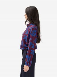 MOMONI' Camicia seta con fiori bluette Bordeaux