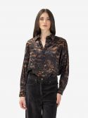 MOMONI' Camicia velluto + ricami Viola