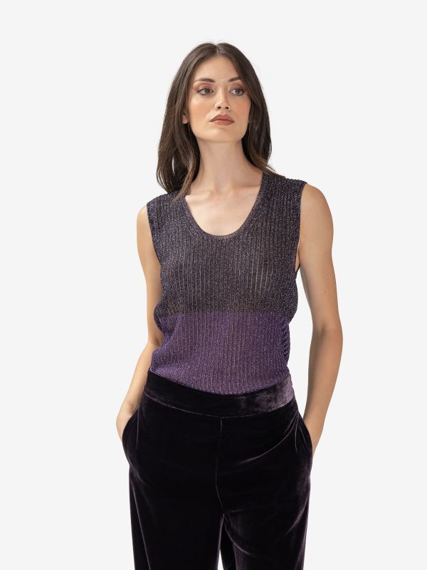 MOMONI' Canotta lurex Prugna