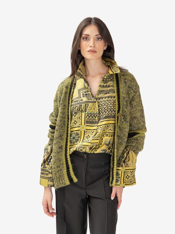 MOMONI' Cardigan lana verde/nero 