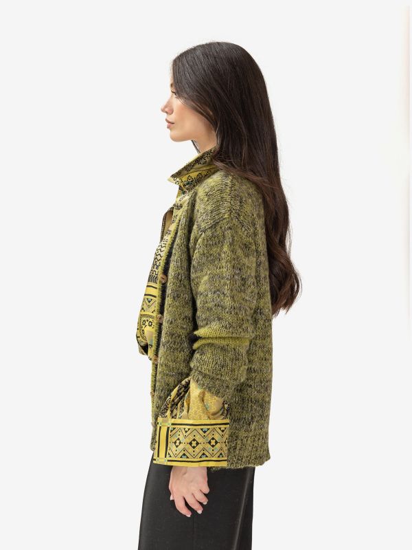 MOMONI' Cardigan lana verde/nero 